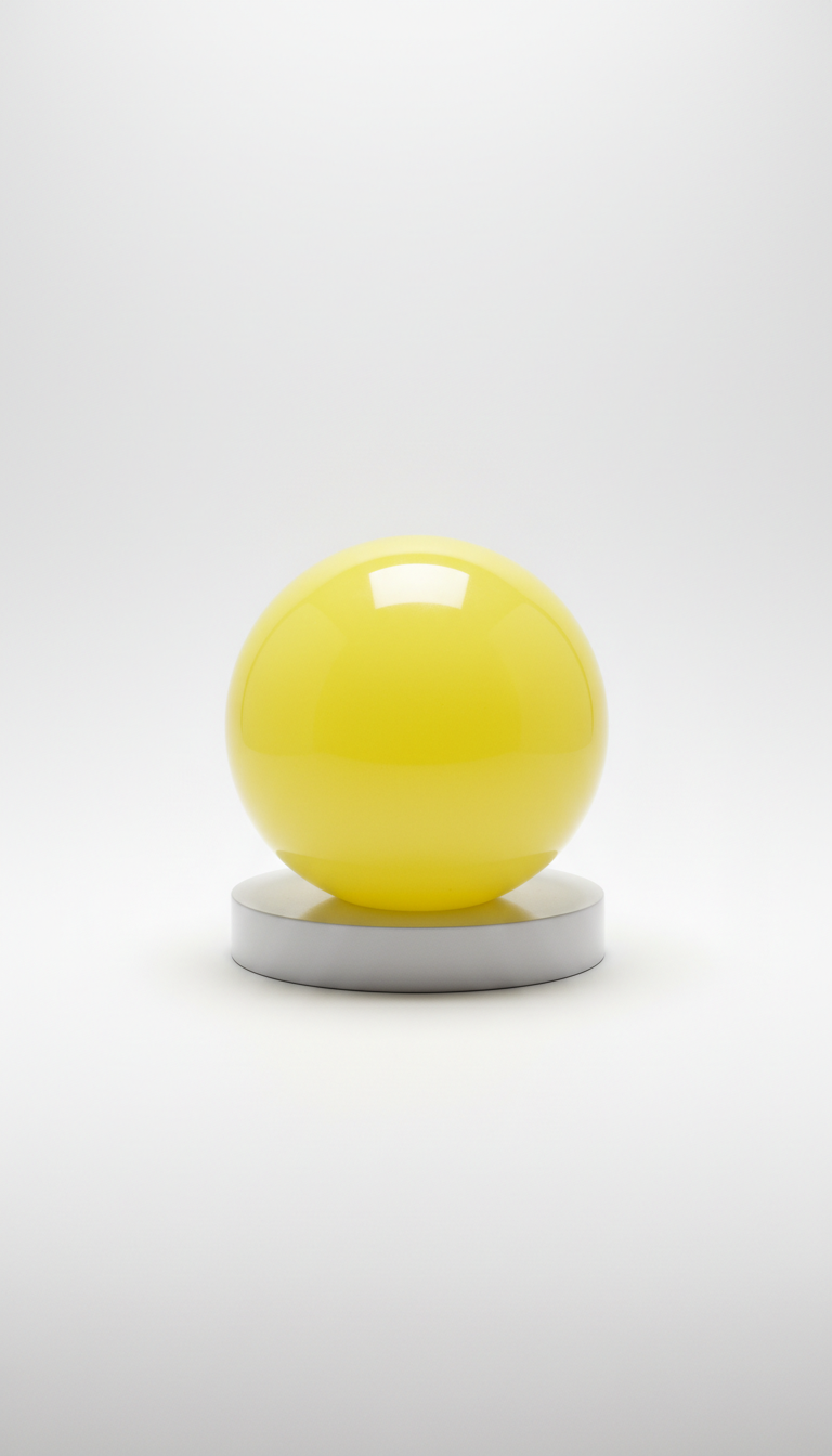 Luminous Yellow Resin Sphere Sculpture