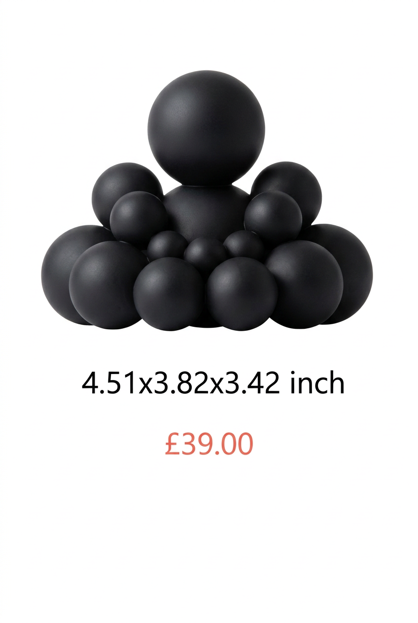 BUDO Obsidian Black XXXL sculpture, 4.51 x 3.82 x 3.42 inches, with £39.00 price.