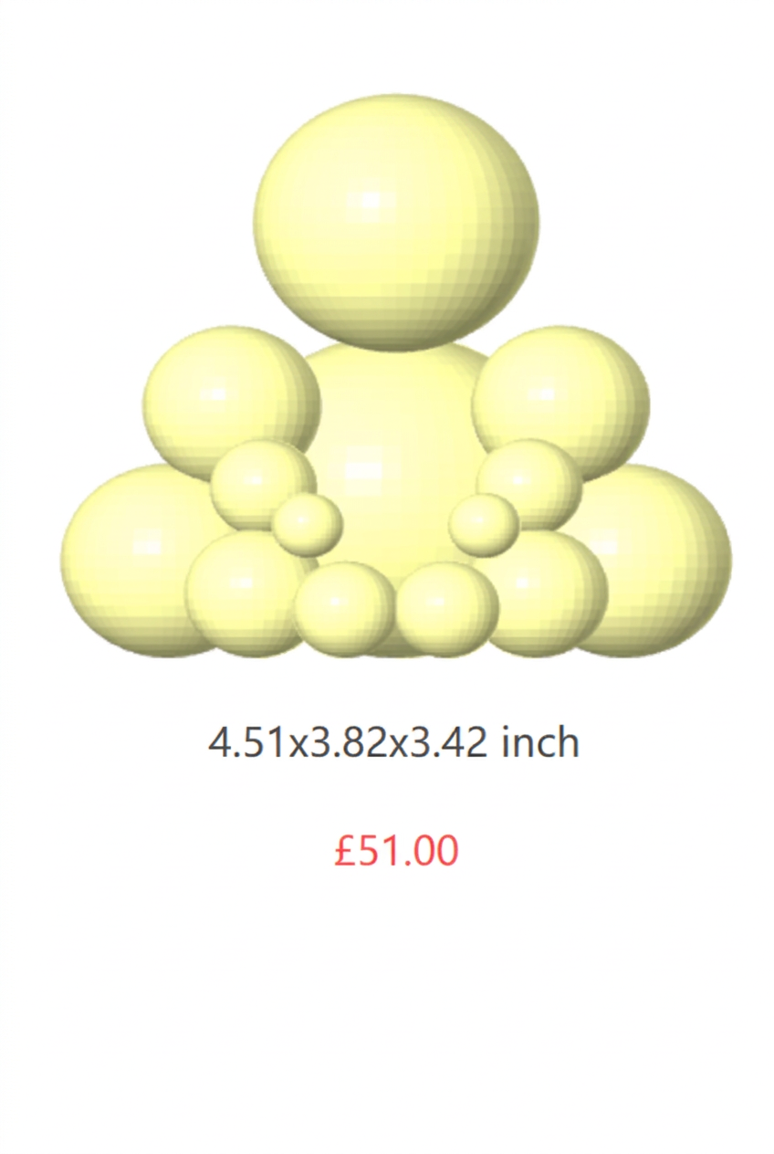 Yellow BUDO sculpture, 4.51 x 3.82 x 3.42 inches, £51.00.
