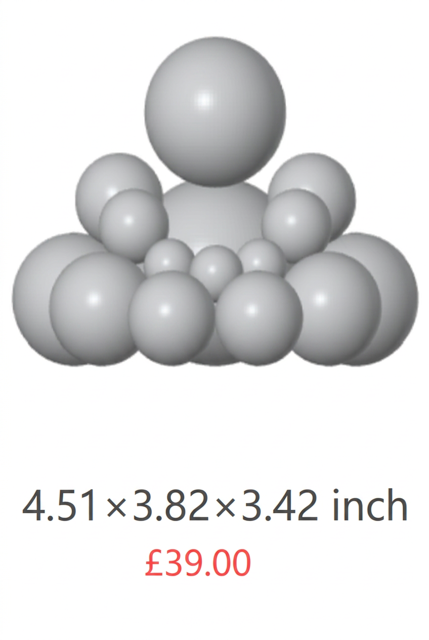 BUDO Grey XXXL Wide Formation sculpture, 4.51 x 3.82 x 3.42 inches, with £39.00 price.