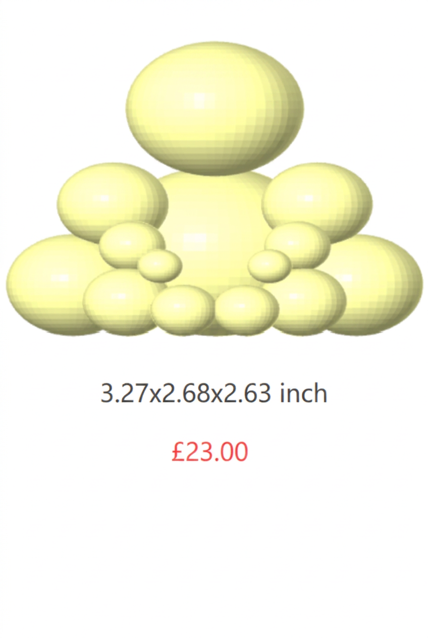 Yellow XL BUDO sculpture, 3.27 x 2.68 x 2.63 inches, £23.00.