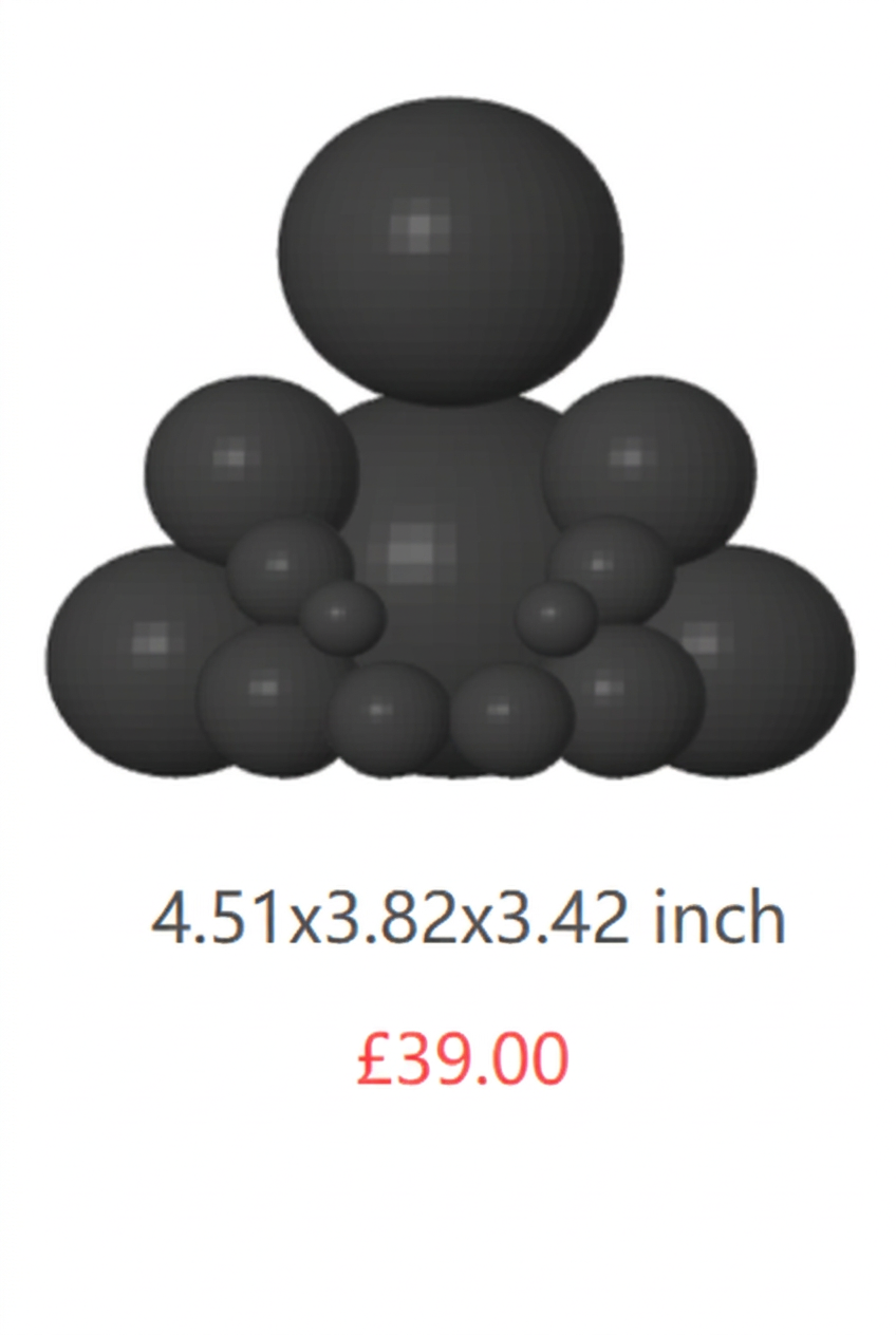 BUDO Obsidian Black Wide Formation sculpture with dimensions and £39.00 price.