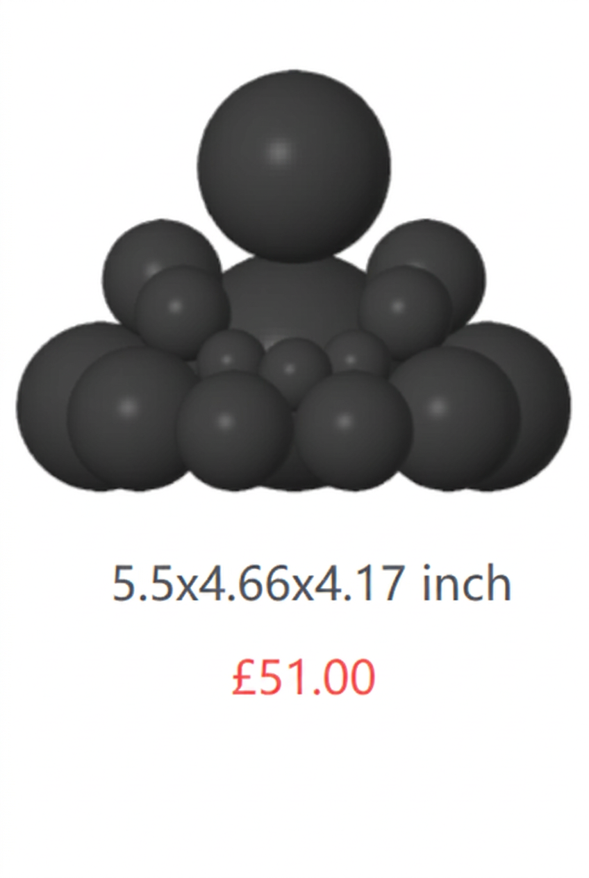BUDO Obsidian Black Grand sculpture, 5.5 x 4.66 x 4.17 inches, with £51.00 price.