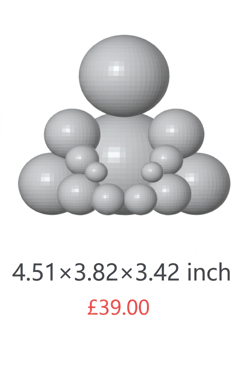 BUDO Grey XXXL sculpture, 4.51 x 3.82 x 3.42 inches, with £39.00 price.
